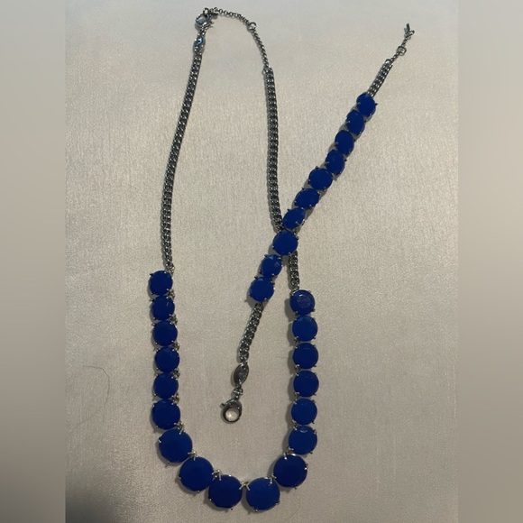 Fossil Drama Blue Glass Collar Bibb Necklace and Bracelet - Picture 1 of 3